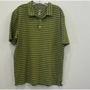 REI Men’s Green Striped Polo Shirt Size Large In Excellent Condition